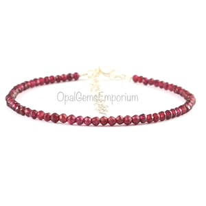 Natural Garnet Beaded Bracelet, Garnet Beads Bracelet, Red Garnet Bracelet, 7 Inch Beads Bracelet, Gemstone Bracelet, Gifted Jewelry