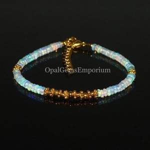 Natural Ethiopian Opal Bracelet, Opal Bracelet, Opal Beaded Bracelet, Gemstone Bracelet, AA++ Grade Opal, October Birthstone, Gifted Jewelry