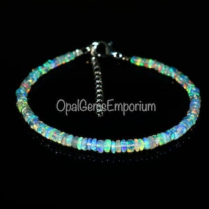 Real Opal Ethiopian Beaded Bracelet, Fire Opal Bracelet, Natural AAA++ Opal Bracelet 7 Inches, Opal Bracelet, Tiny Bracelet, Gifted Jewelry