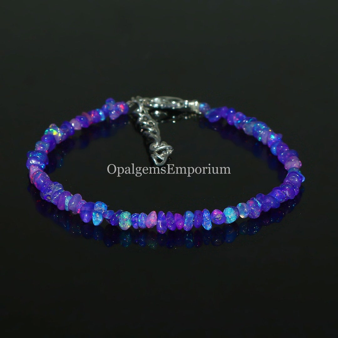 Perles D'opale éthiopienne Violette Naturelle Non Taillée - 4/5mm, 16 Pouces - Lisse, Magnétique