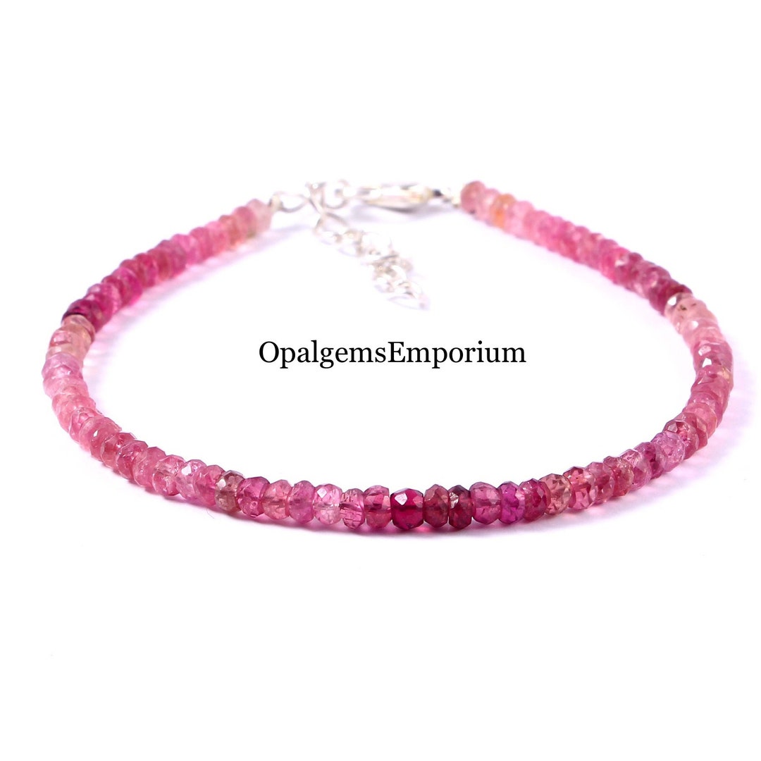 Pink Tourmaline Faceted Bead Stretch Mini Bracelet main image 1