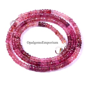 Natural Pink Tourmaline Shaded Gemstone Beads Necklace 17 Inches, Pink Tourmaline Beads Necklace, Tourmaline Necklace, Gifted Jewelry