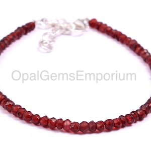 Natural Garnet Beaded Bracelet, Garnet Beads Bracelet, Red Garnet Bracelet, 7 Inch Beads Bracelet, Gemstone Bracelet, Gifted Jewelry