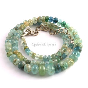 Natural Aquamarine Beads Necklace, Aquamarine Smooth Rondelle Beads Necklace 14.5 Inch, Aquamarine Necklace, Gemstone Jewelry, Gift For Her