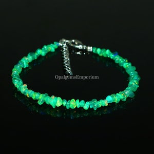 Natural Ethiopian Opal Beads Gemstone Bracelet, Green Opal Chips Bracelet, Opal Uncut, Green Opal Jewelry, Gifted Jewelry, Opal  Bracelet