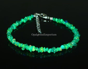 Natural Ethiopian Opal Beads Gemstone Bracelet, Green Opal Chips Bracelet, Opal Uncut, Green Opal Jewelry, Gifted Jewelry, Opal  Bracelet
