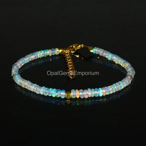 Natural Ethiopian Opal Bracelet, Opal Bracelet, Opal Beaded Bracelet, Gemstone Bracelet, AA++ Grade Opal, October Birthstone, Gifted Jewelry
