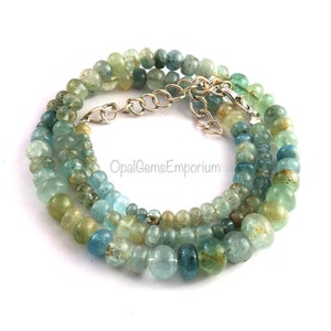 Natural Aquamarine Beads Necklace, Aquamarine Smooth Rondelle Beads Necklace 15 Inch, Aquamarine Necklace, Gemstone Jewelry, Gifted Jewelry