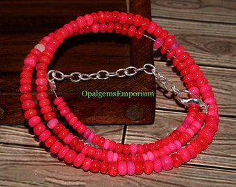 Natural Ethiopian Opal Necklace, Hot Pink Opal Beads Necklace, Gift for her, Opal Beads Necklace 16 Inch, Birthstone Jewelry, Gifted Jewelry