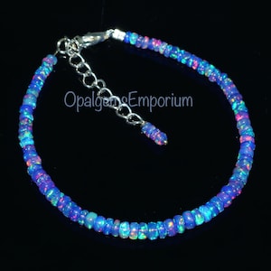 Natural Ethiopian Purple Fire Opal Smooth Rondelle Beads Bracelet 7 ...