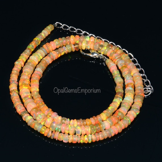 Collier de perles rondes en opale éthiopienne naturelle, Super feu, 3 à