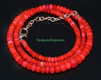 Genuine Ethiopian Opal Necklace, Hot Pink Opal Beads Necklace, Gift for her, Opal Beads Necklace 16 Inch, Birthstone Jewelry, Gifted Jewelry