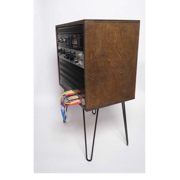 10U Studio Rack | Audio Rack | Dark Walnut | With Hairpin Legs | Midcentury Modern 10U