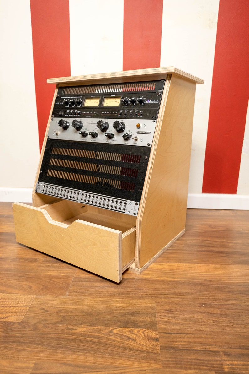 10U SLANTED STUDIO RACK With Drawer Angled Audio Rack Etsy