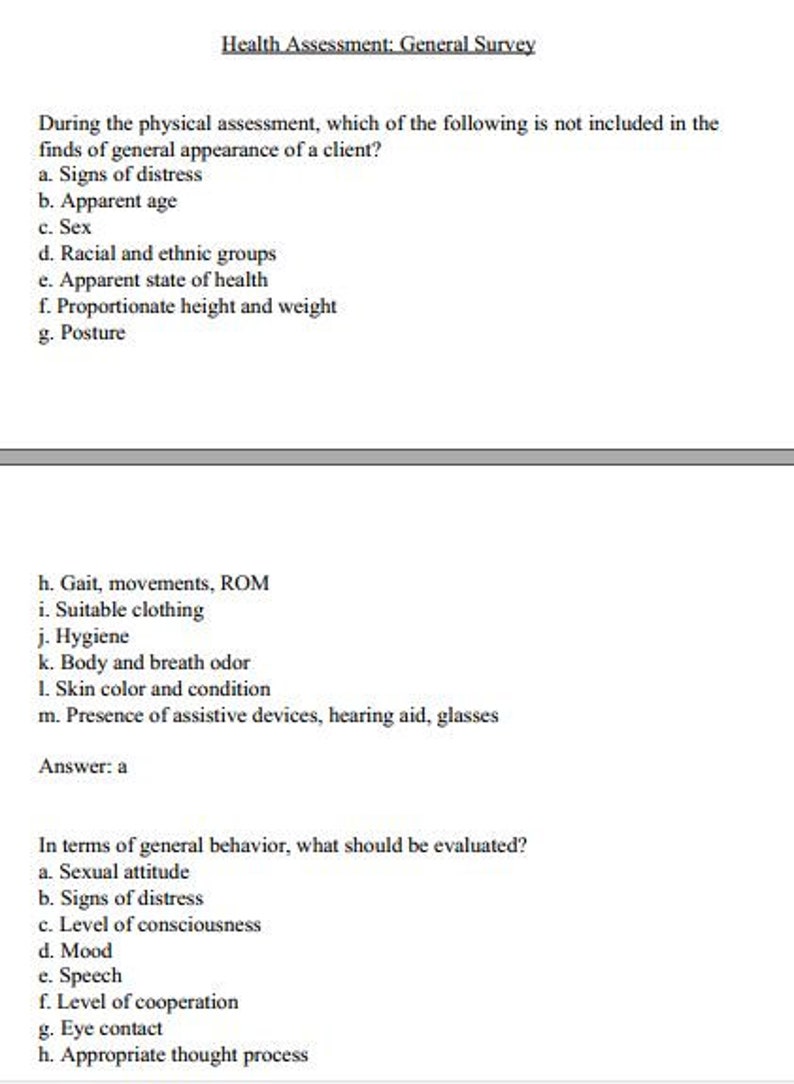 NCLEX Questions: Health History and Physical Assessment Vol. 1. Collection of MCQ on health history & physical assessment for NCLEX exam. image 4