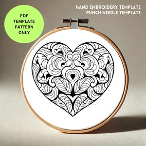 Abstract heart Embroidery & Punch Needle Template | Hand Embroidery PDF Pattern | DIY Stitching Design | Instant Digital Download