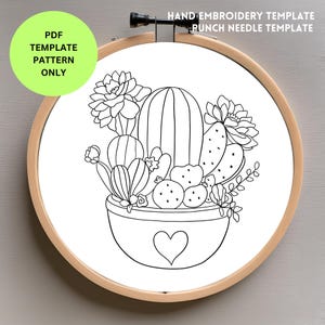 Cactus Embroidery & Punch Needle Template | Hand Embroidery PDF Pattern | DIY Stitching Design | Instant Digital Download