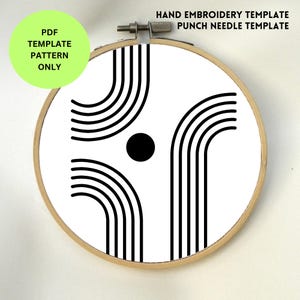 Boho Style Hand Embroidery Template | Punch Needle PDF Pattern Geometrical Design | Instant Digital Download