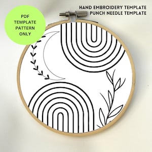 Boho Style Hand Embroidery Template | Punch Needle PDF Pattern Geometrical Design | Instant Digital Download