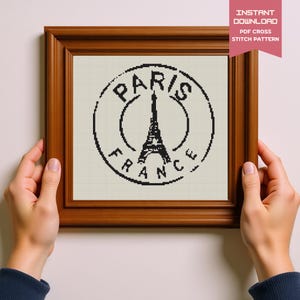 Paris France Cross Stitch Pattern PDF | Instant Download, DIY Embroidery Chart, Modern Stitching Decor, French Art Project