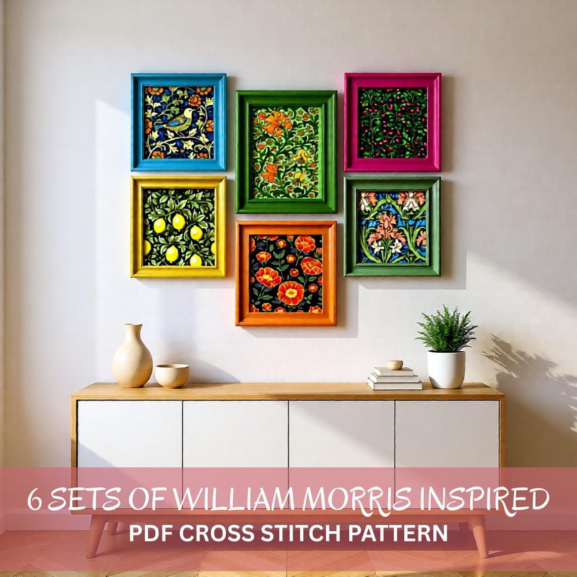 William Morris Cross Stitch Pattern Bundle | Set of 6 Floral Botanical ...