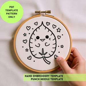 Monstera Leaf Embroidery & Punch Needle Template | Hand Embroidery PDF Pattern | DIY Stitching Design | Instant Digital Download