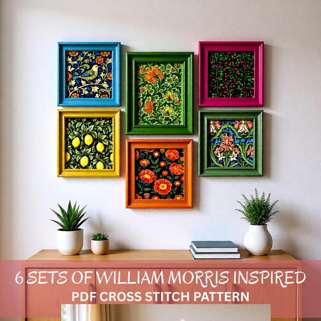 William Morris Cross Stitch Pattern Bundle | Set of 6 Floral Botanical ...