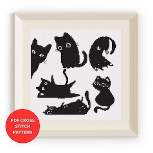 Cats Cross Stitch Pattern, Modern x-stitch Pattern,Cross Stitch Chart, Kitten, Cat Lover Gift Pattern, Instant Download PDF