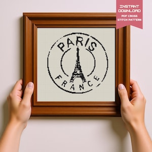 Patrón de punto de cruz de París, Francia (PDF/Descarga instantánea), gráfico de bordado DIY, decoración moderna con bordado, proyecto de arte francés