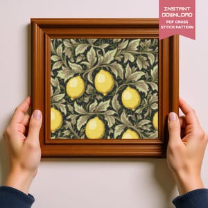 Patrón de punto de cruz con diseño de papel pintado de frutas de William Morris / Kit de bordado floral / Manualidades y decoración del hogar con costura DIY