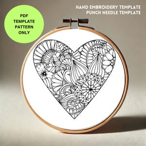 Abstract Heart Embroidery & Punch Needle Template | Hand Embroidery PDF Pattern | DIY Stitching Design | Instant Digital Download