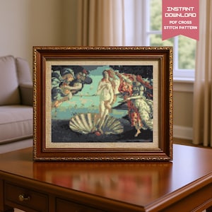 Cross Stitch Pattern: The Birth of Venus Botticelli-Inspired DIY Embroidery wall art Artistic Needlework Gift for Crafters