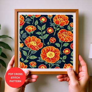 Patrón de punto de cruz inspirado en William Morris: bordado floral vintage en PDF (descarga digital)