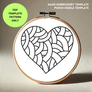 Abstract Heart Embroidery & Punch Needle Template | Hand Embroidery PDF Pattern | DIY Stitching Design | Instant Digital Download