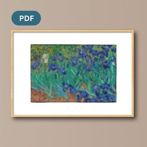 Van Gogh Irises Cross Stitch Pattern, Masterpiece Painting Cross Stitch DIY Wall Art, Easy counted pattern, PDF file, best gift for her