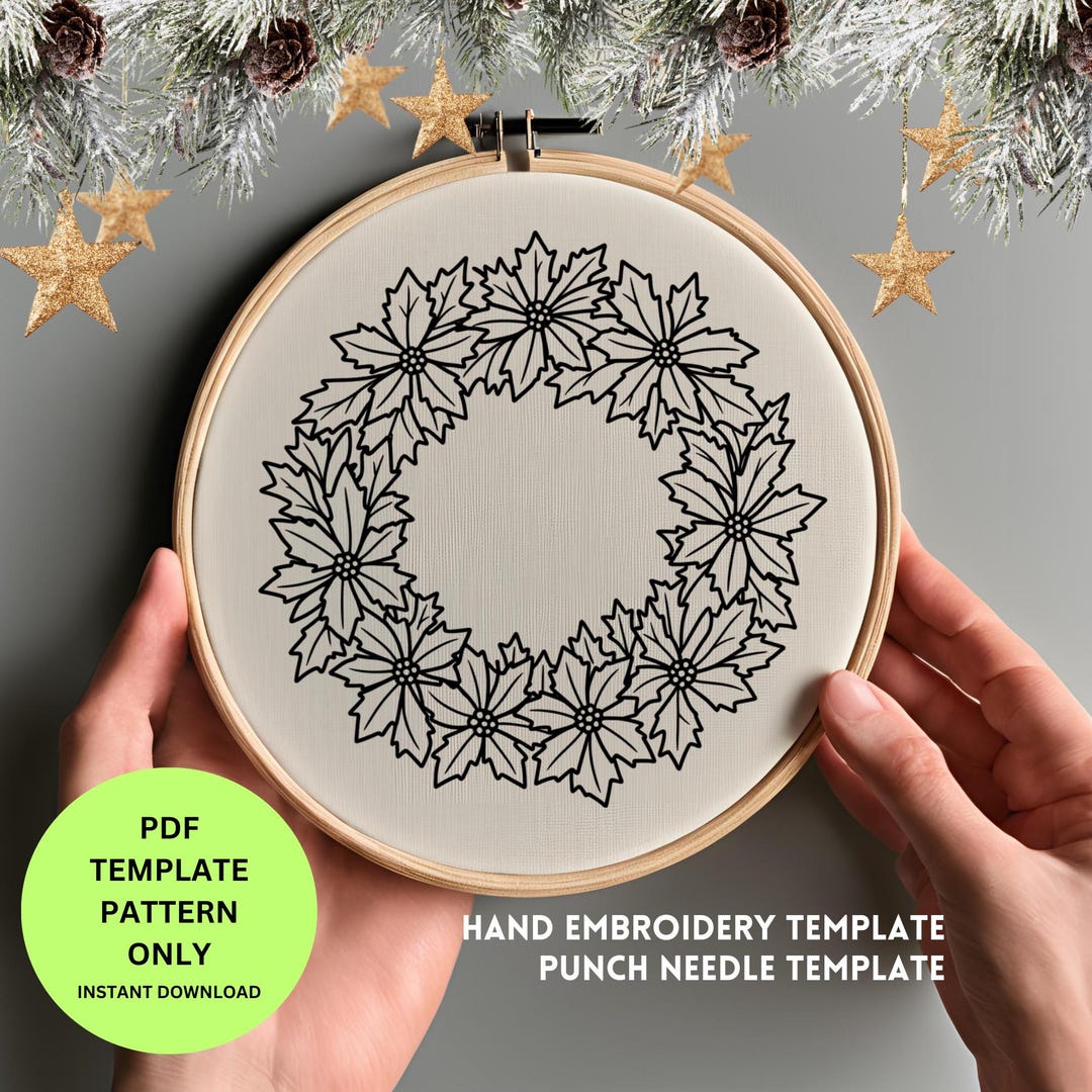 Christmas Wreath Embroidery Pattern PDF | Christmas Hand Embroidery ...
