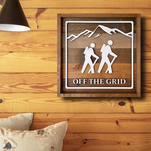 Custom Wood Hiking Sign | Personalized Hiking Wall Art, Gifts for Hikers, Hiking Trail Sign, Hiking Gifts, Camping, Off The Grid