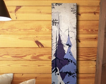 Snow Covered Winter Trees Art on Wood, Vertical Wall Art, Burned Wood Art, Winter Art, Electrified Pictures on Wood, Cabin Décor