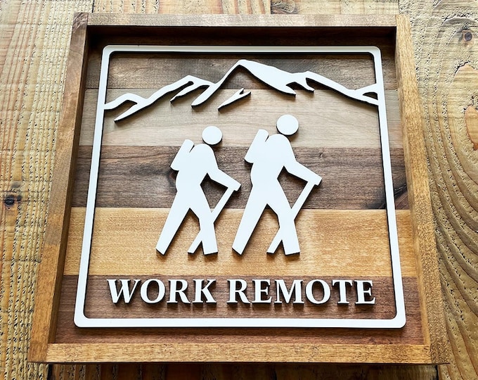 Custom Wooden Hiking Sign | Personalized Hiking Wall Art, Gifts for Hikers, Hiking Trail Sign, Hiking Gifts, Camping, Work Remote