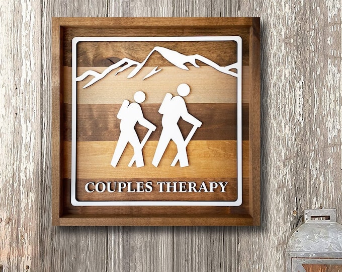 Custom Wood Hiking Sign | Personalized Hiking Wall Art, Gifts for Hikers, Hiking Trail Sign, Gifts for Couples, Couples Therapy,Wedding Gift
