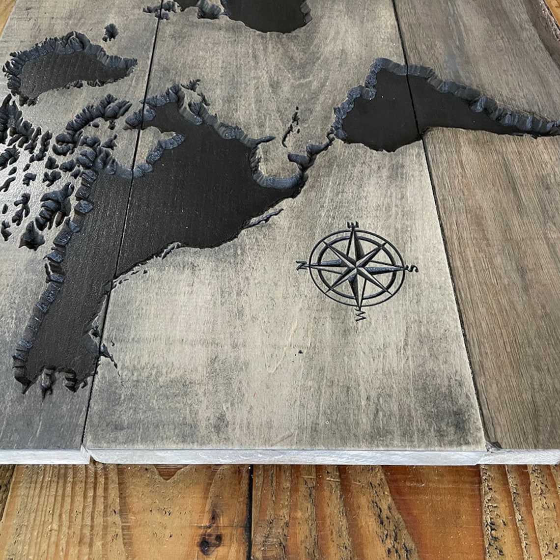 Wood Carved World Map Custom Wooden World Map Rustic Cabin Etsy