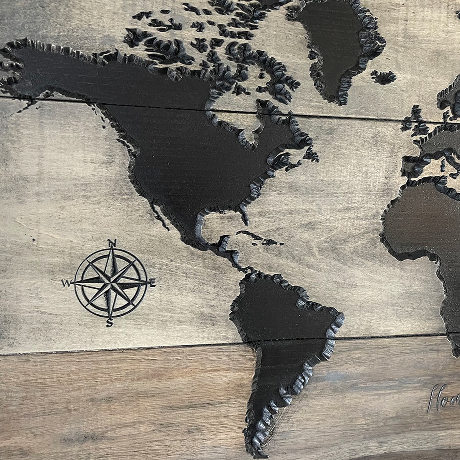 Wood Carved World Map Custom Wooden World Map Rustic Cabin Etsy