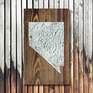 Wooden Nevada Map (Large) |  Laser-engraved Burnt Wooden Map | Las Vegas, Reno, Henderson, Lake Tahoe, Battle Born Wood Sign