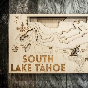 South Lake Tahoe 3D Wood Map | Gifts for Him, Gifts for Her, Lake Tahoe Souvenirs, Laser-engraved Lake Tahoe Map