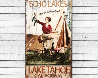 Add your own text Wood Fishing Sign, Customizable, Cabin Decor, Lodge Decor, Lake Tahoe Gifts