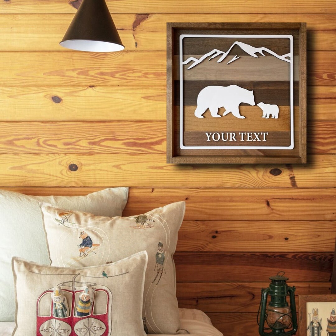 Personalized Mama Bear and Cub Wall Hanging – Northwoodsman Designs
