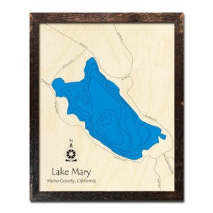 Lake Mary, CA 3D Wood Map | California | Custom Nautical Wood Chart |  Lake House, Cabin Décor Anniversary Gift
