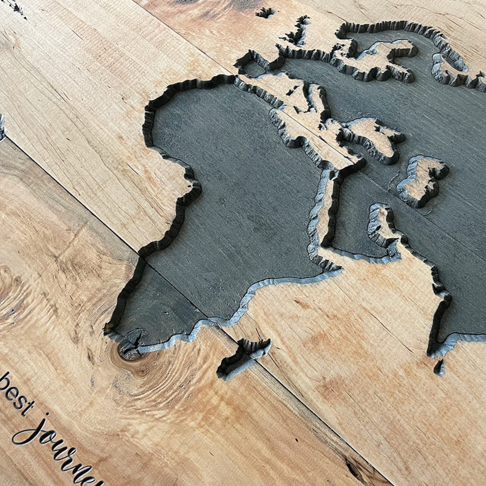 Personalized Wood World Map Carved Wood World Map Rustic Etsy