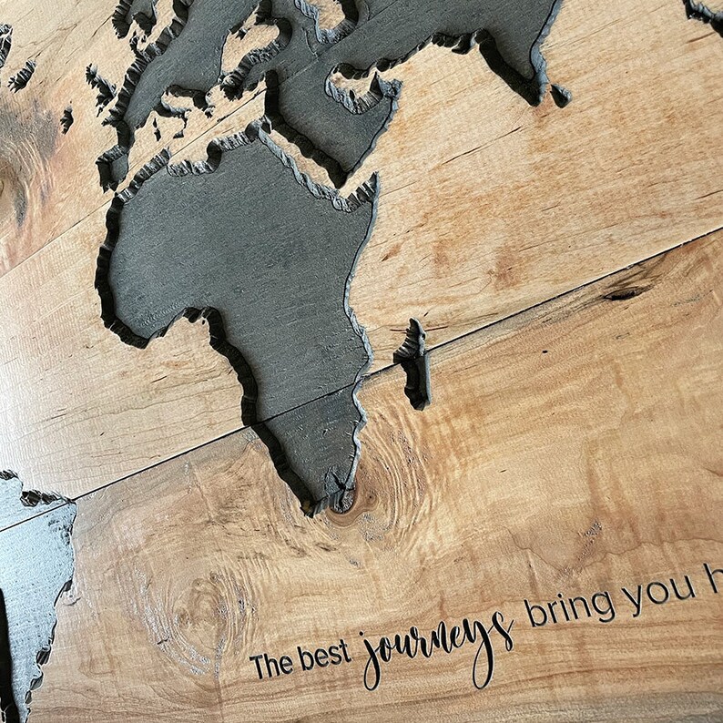 Personalized Wood World Map Carved Wood World Map Rustic Etsy