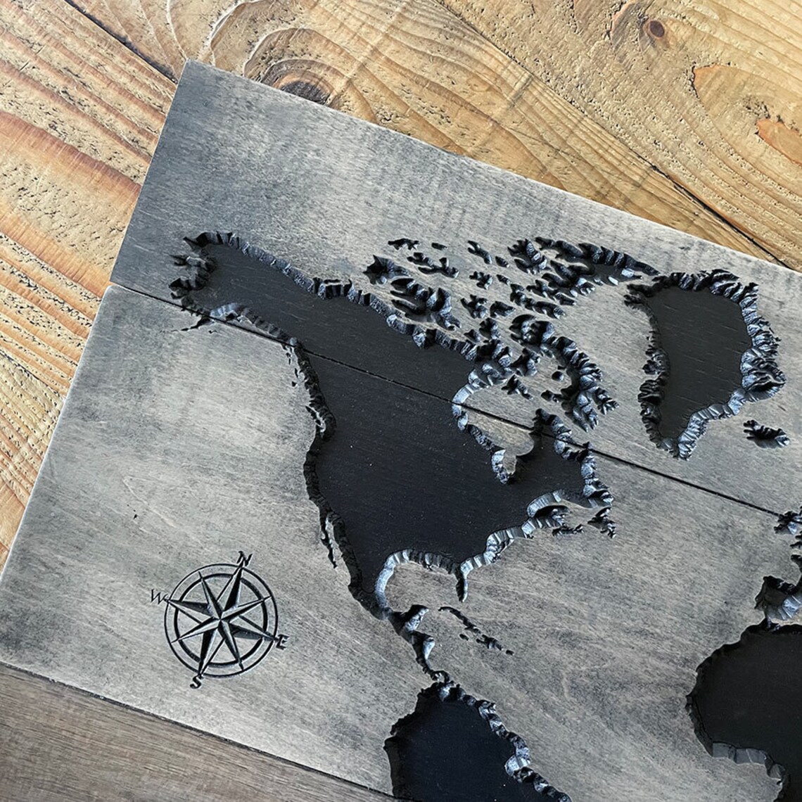 Wood Carved World Map Custom Wooden World Map Rustic Cabin Etsy